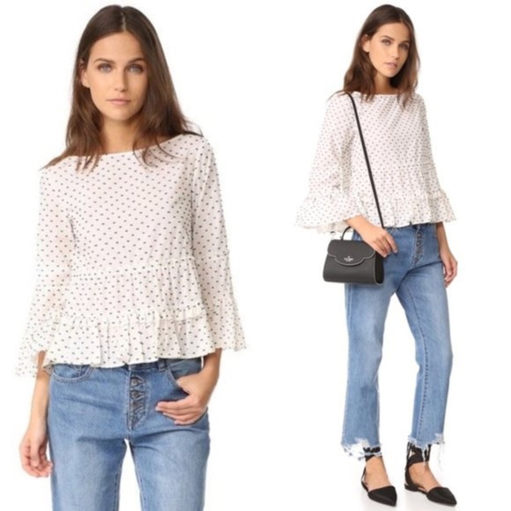 Club Monaco ruffle tiered blouse XS - Picture 2 of 6